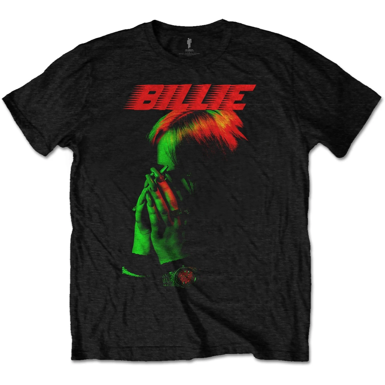 BILLIE EILISH UNISEX T-SHIRT: HANDS FACE 1 BILLIE EILISH UNISEX T-SHIRT: HANDS FACE