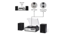 Crosley Sloane Record Player With Speakers - Black -Faders Music Store crosley sloane record player with speakers black deer park dist 465362