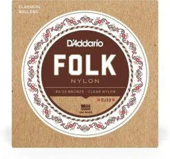 D'Addario 80/20 Ball End Nylon Folk Guitar Strings, Black
