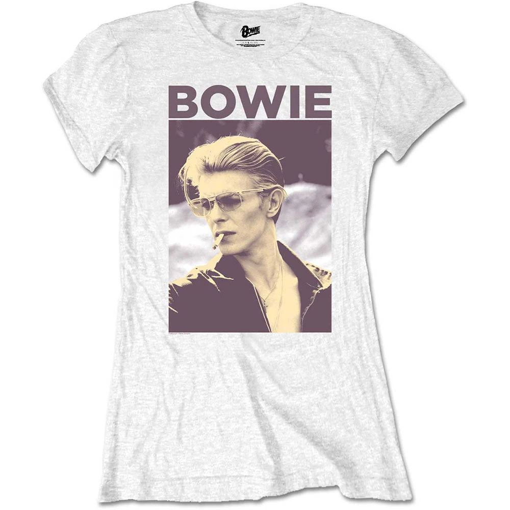 DAVID BOWIE LADIES TEE: SMOKING 1 DAVID BOWIE LADIES TEE: SMOKING