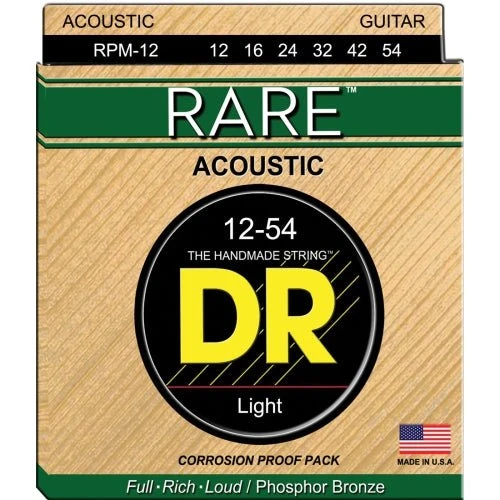 DR Strings RPM-12 Light RARE Phosphor Bronze Acoustic Guitar Strings, 12-54 1 DR Strings RPM-12 Light RARE Phosphor Bronze Acoustic Guitar Strings, 12-54