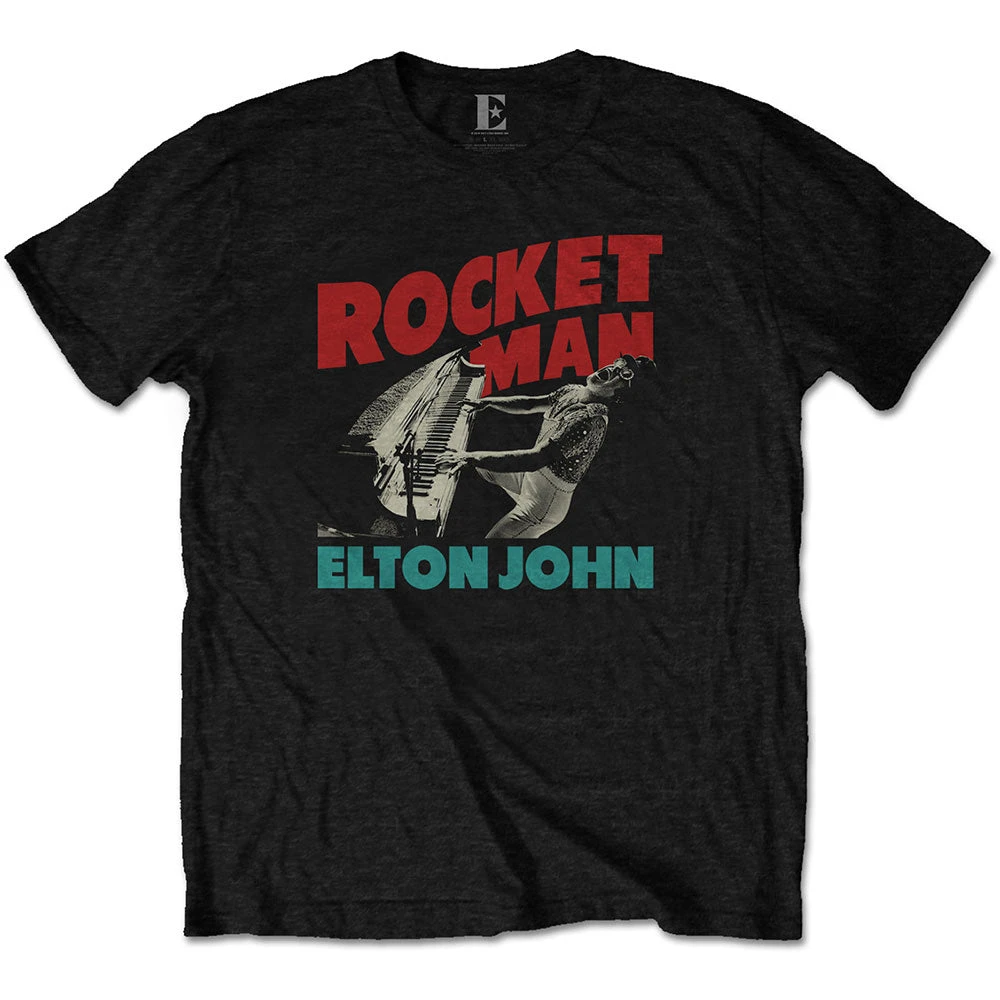 ELTON JOHN UNISEX TEE: ROCKETMAN PIANO 1 ELTON JOHN UNISEX TEE: ROCKETMAN PIANO