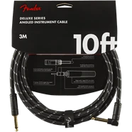 FenderDeluxe Series Instrument Cable, Straight/Angle, 10', Black Tweed