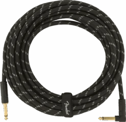 Fender Deluxe Series Instrument Cable, Straight/Angle, 25' Black Tweed
