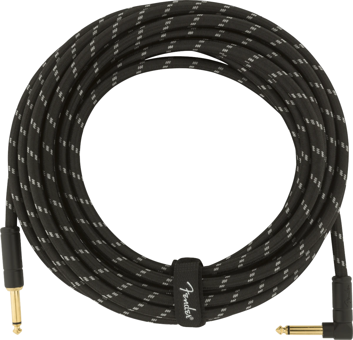 Fender Deluxe Series Instrument Cable, Straight/Angle, 25' Black Tweed 1 Fender Deluxe Series Instrument Cable, Straight/Angle, 25' Black Tweed