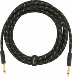 Fender Deluxe Series Instrument Cable, Straight/Straight, 15', Black Tweed