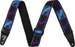 Fender Neon Monogrammed Strap, Blue And Purple, 2"
