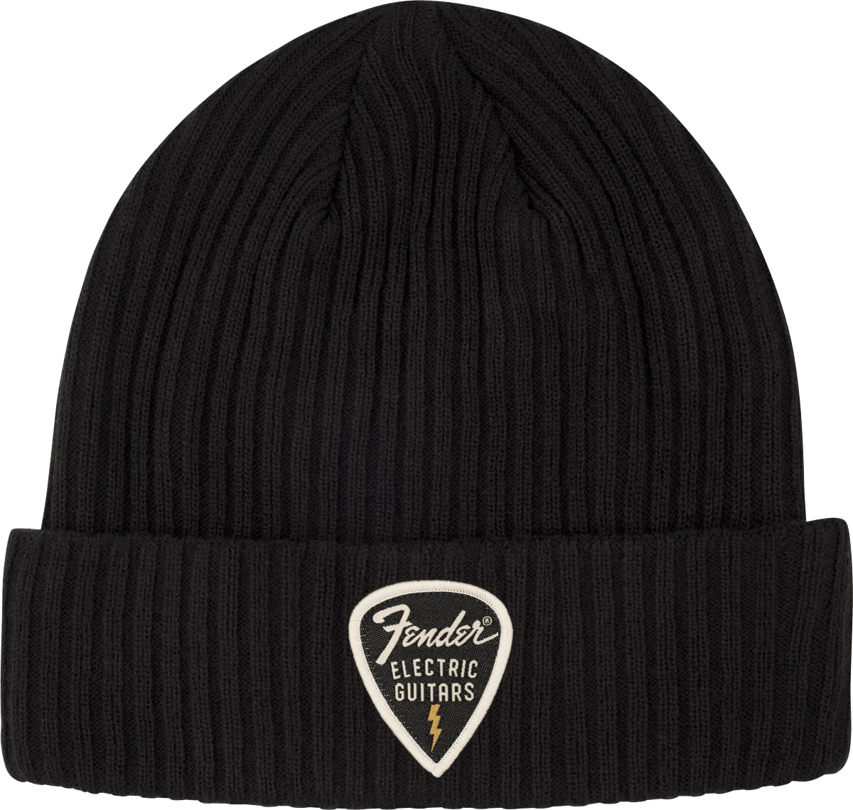 Fender Pick Patch Ribbed Beanie, Black 1 Fender Pick Patch Ribbed Beanie, Black
