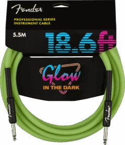 Fender Professional Glow In The Dark Cable, Green, 18.6'