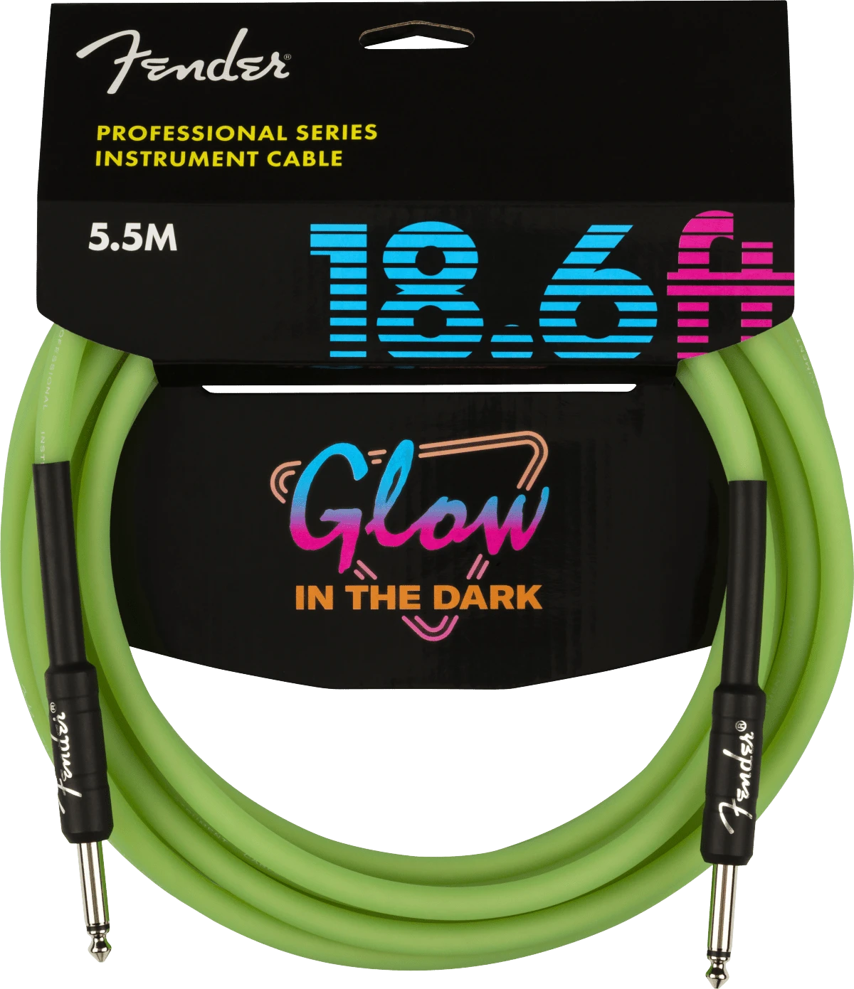 Fender Professional Glow In The Dark Cable, Green, 18.6' 1 Fender Professional Glow In The Dark Cable, Green, 18.6'
