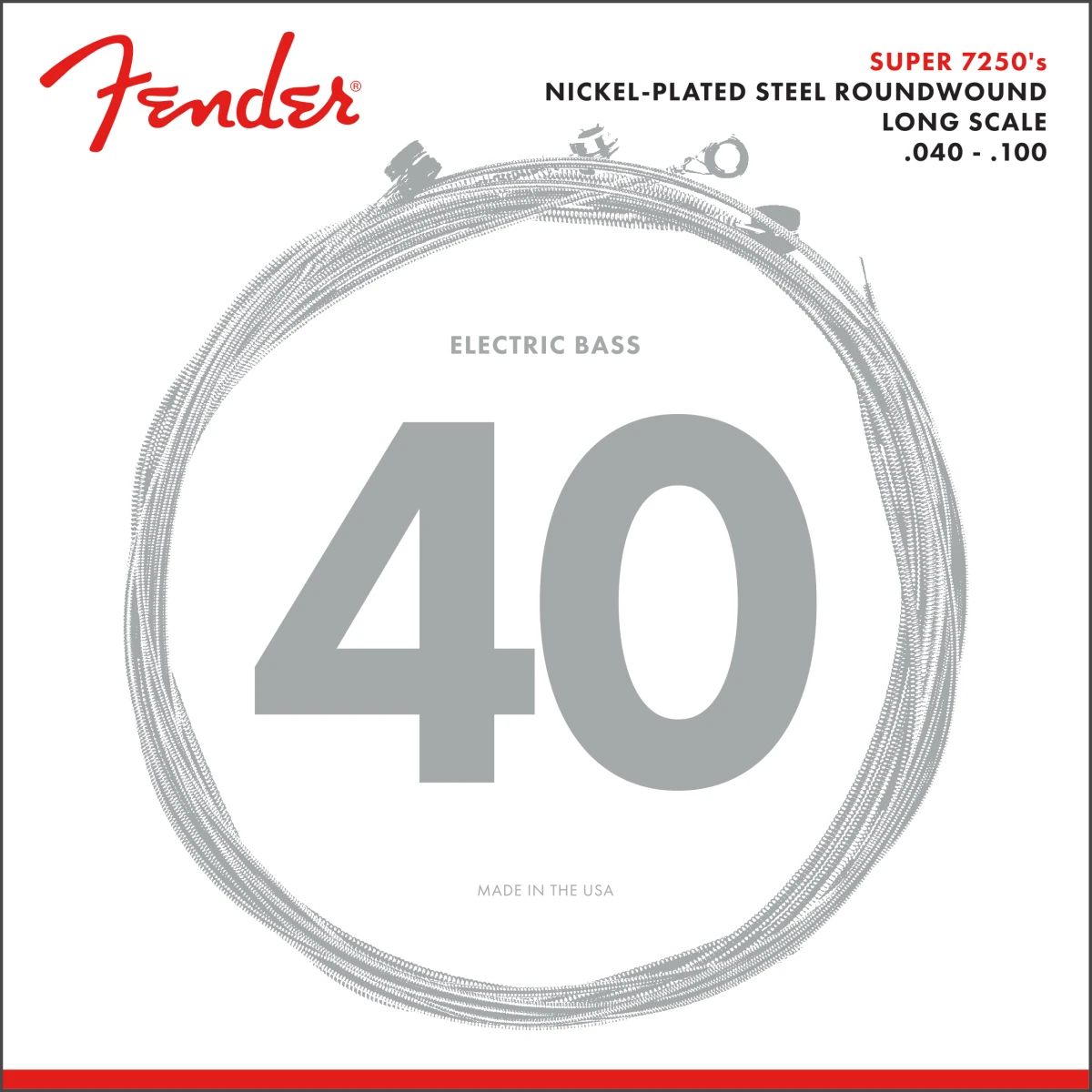 Fender Super 7250 Bass Strings, Nickel Plated Steel, Long Scale 1 Fender Super 7250 Bass Strings, Nickel Plated Steel, Long Scale