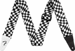 Fender Wavy Checkerboard Polyester Strap, Black/White