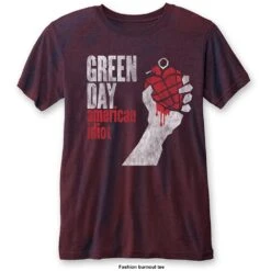 GREEN DAY UNISEX FASHION TEE: AMERICAN IDIOT VINTAGE (BURN OUT)