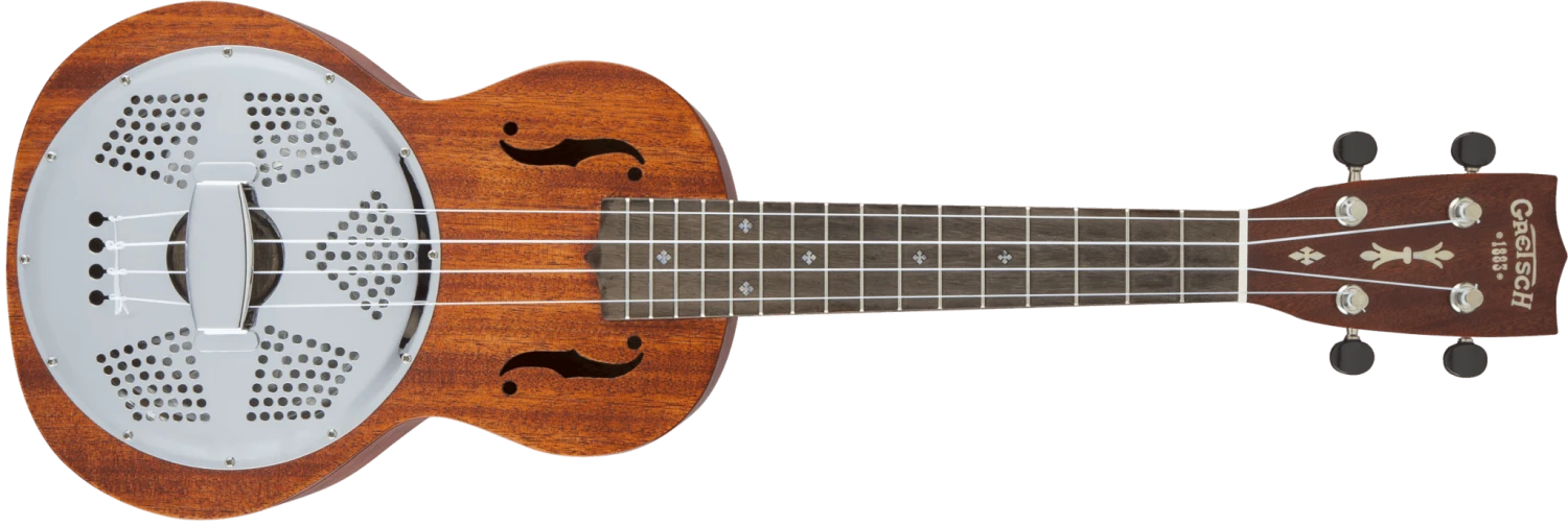 Gretsch G9112 Resonator-Ukulele With Gig Bag, Ovangkol Fingerboard, Biscuit Cone, Honey Mahogany Stain 1 Gretsch G9112 Resonator-Ukulele With Gig Bag, Ovangkol Fingerboard, Biscuit Cone, Honey Mahogany Stain