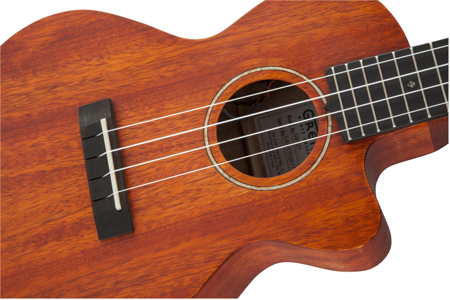 Gretsch G9121 A.C.E. Tenor Ukulele With Gig Bag, Ovangkol Fingerboard, Acoustic-Cutaway-Electric, Fishman® Kula Pickup, Honey Mahogany Stain 2 Gretsch G9121 A.C.E. Tenor Ukulele With Gig Bag, Ovangkol Fingerboard, Acoustic-Cutaway-Electric, Fishman® Kula Pickup, Honey Mahogany Stain - Image 2