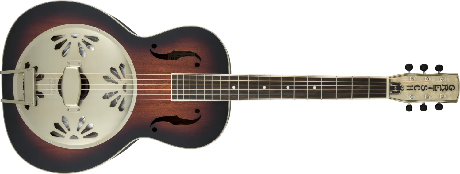 Gretsch G9240 Alligator Round-Neck, Mahogany Body Biscuit Cone Resonator Guitar, 2-Color Sunburst 1 Gretsch G9240 Alligator Round-Neck, Mahogany Body Biscuit Cone Resonator Guitar, 2-Color Sunburst