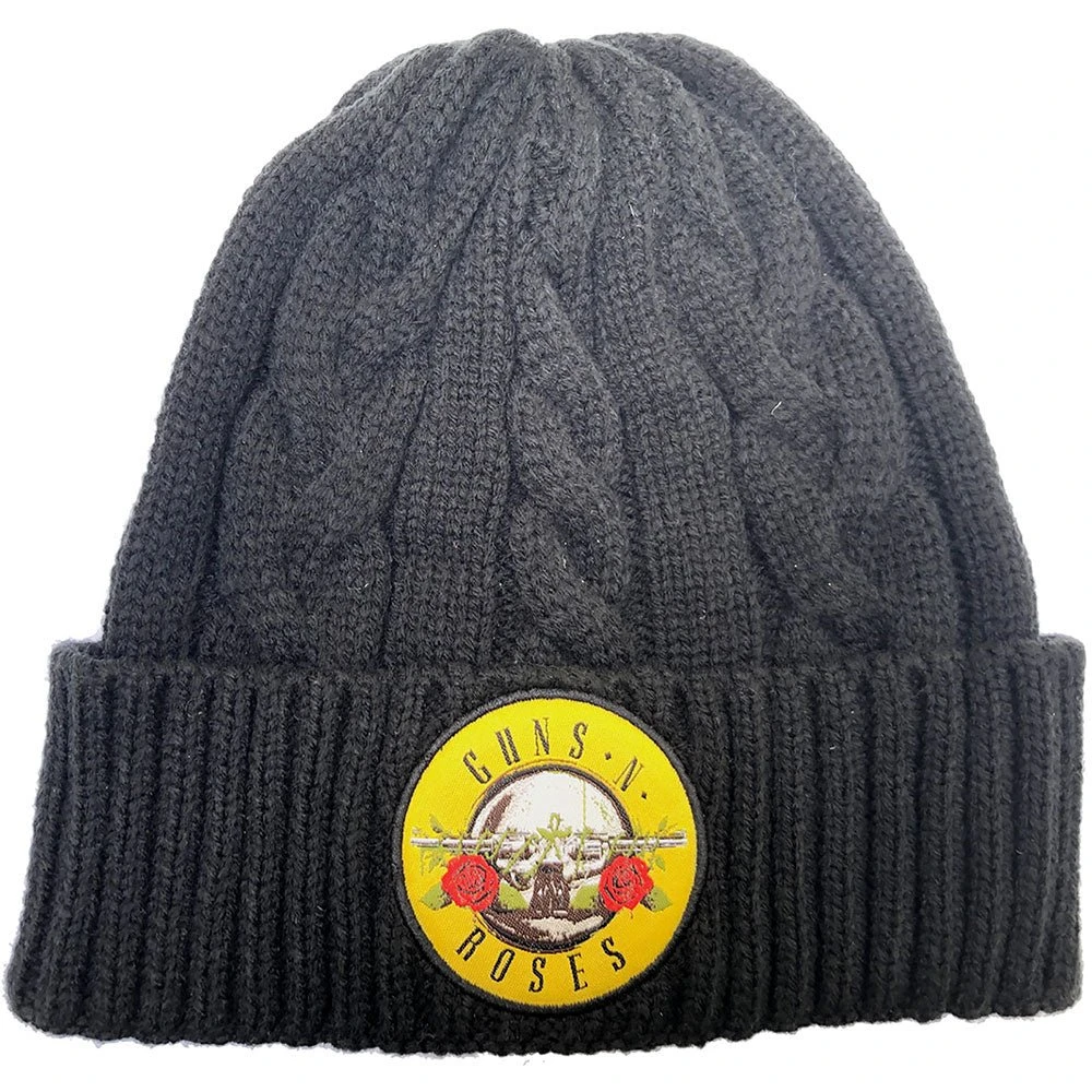 GUNS N' ROSES UNISEX BEANIE HAT: CIRCLE LOGO (CABLE KNIT) 1 GUNS N' ROSES UNISEX BEANIE HAT: CIRCLE LOGO (CABLE KNIT)