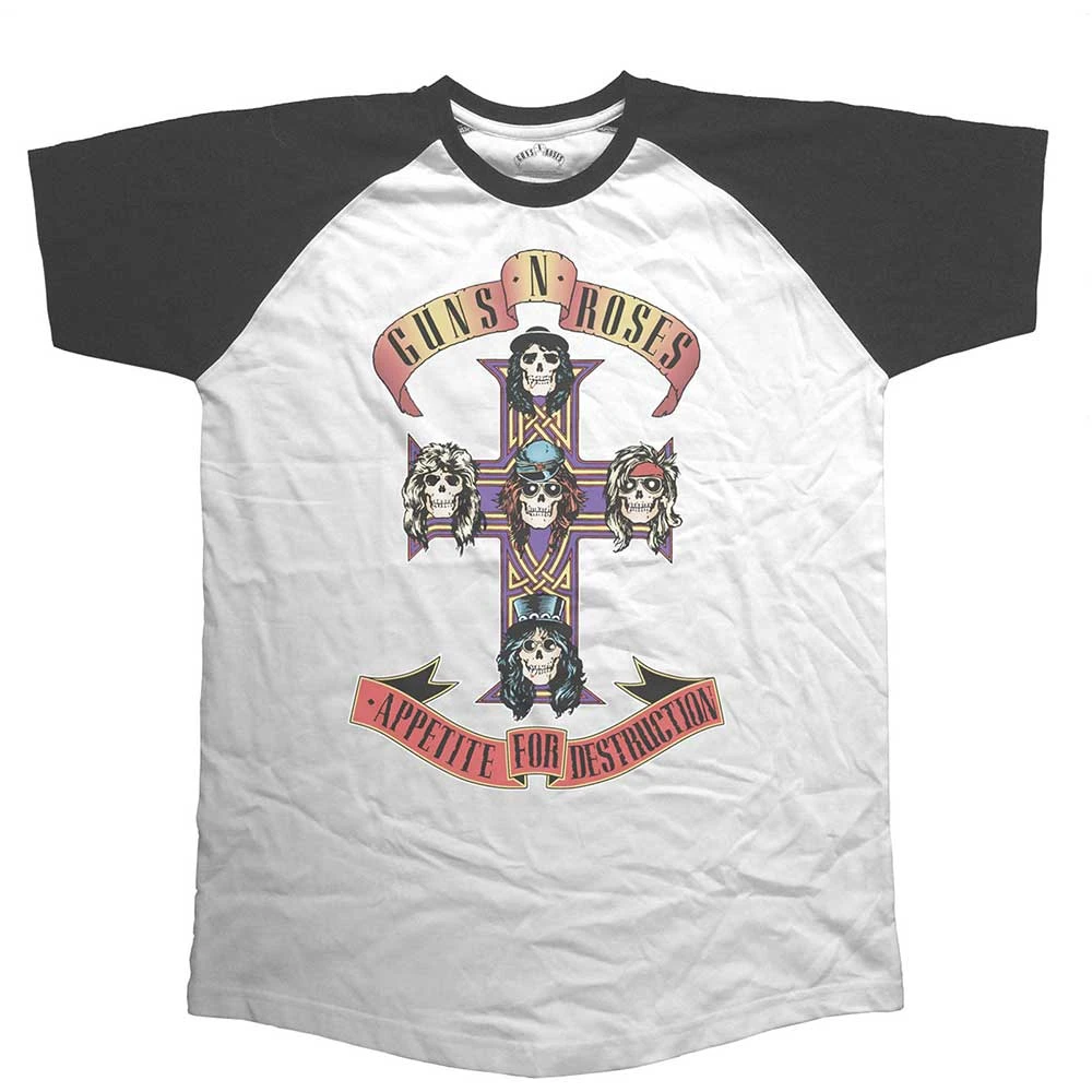 GUNS N' ROSES UNISEX RAGLAN TEE: APPETITE FOR DESTRUCTION 1 GUNS N' ROSES UNISEX RAGLAN TEE: APPETITE FOR DESTRUCTION