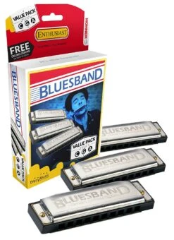 Hohner Bluesband Harmonica, Pro Pack, Keys Of C, G, And A Major