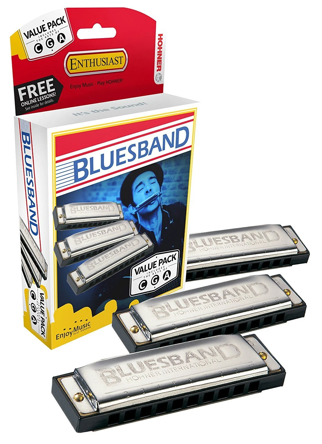 Hohner Bluesband Harmonica, Pro Pack, Keys Of C, G, And A Major 1 Hohner Bluesband Harmonica, Pro Pack, Keys Of C, G, And A Major