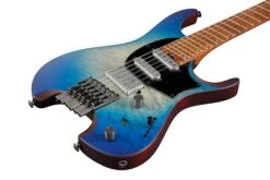 Ibanez Q Standard QX54QM Headless Multiscale Electric Guitar, Blue Sphere Burst Matte -Faders Music Store ibanez q standard qx54qm headless multiscale electric guitar blue sphere burst matte hoshino 663735