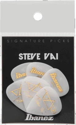 Ibanez Steve Vai Signature Guitar Picks, Rubber Grip, White (6PCS)