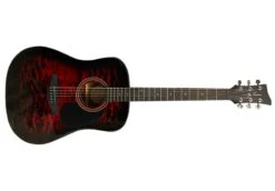 Jay Turser Dreadnought Acoustic Guitar, Full Size, Red Burst Quilt