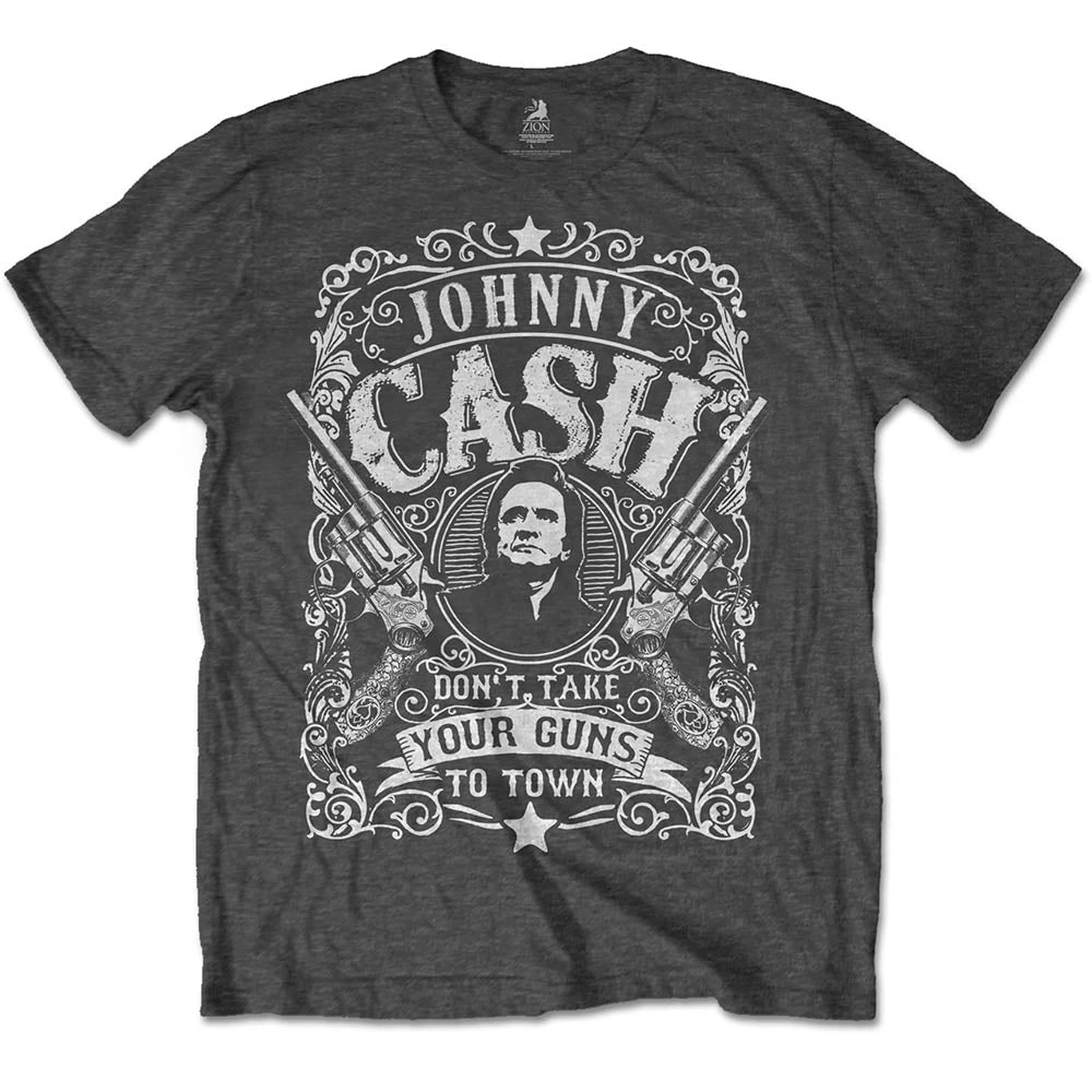 JOHNNY CASH UNISEX T-SHIRT: DON'T TAKE YOUR GUNS TO TOWN 1 JOHNNY CASH UNISEX T-SHIRT: DON'T TAKE YOUR GUNS TO TOWN
