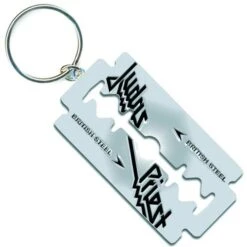 JUDAS PRIEST KEYCHAIN: BRITISH STEEL RAZOR BLADE (ENAMEL IN-FILL)