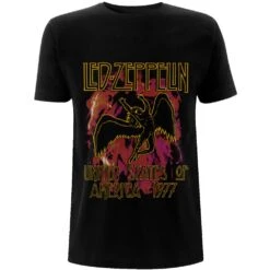 LED ZEPPELIN UNISEX TEE: BLACK FLAMES