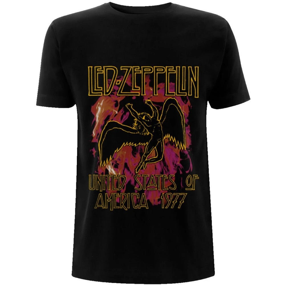 LED ZEPPELIN UNISEX TEE: BLACK FLAMES 1 LED ZEPPELIN UNISEX TEE: BLACK FLAMES