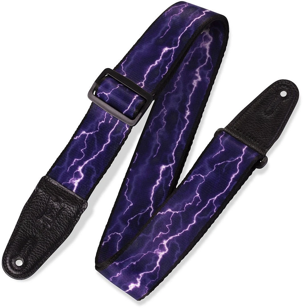 Levy's Print Series 2" Polyester Guitar Strap, Purple Lightning Pattern 1 Levy's Print Series 2" Polyester Guitar Strap, Purple Lightning Pattern