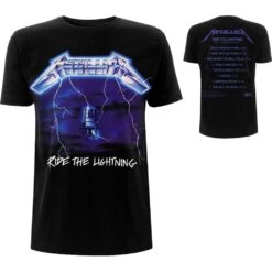 METALLICA UNISEX T-SHIRT: RIDE THE LIGHTNING TRACKS (BACK PRINT)