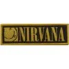 NIRVANA STANDARD WOVEN PATCH: LOGO & HAPPY FACE -Faders Music Store nirvana standard woven patch logo happy face rock off trade 345895