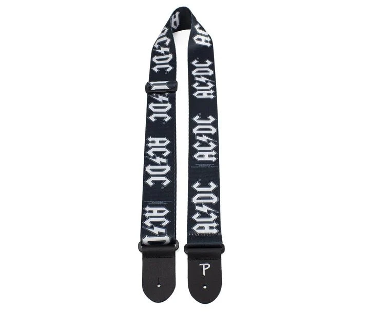 Official Licensing AC/DC White Logo On Black Polyester Guitar Strap 1 Official Licensing AC/DC White Logo On Black Polyester Guitar Strap