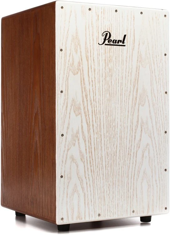 Pearl Ash Wood Cajon With Bag - Brown Lacquer With White Faceplate 1 Pearl Ash Wood Cajon With Bag - Brown Lacquer With White Faceplate