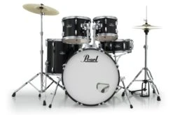 Pearl Roadshow 5-Piece Drum Set With 22" Bass Drum, Hardware & Cymbals, Throne, Sticks, And Stick Bag - Jet Black