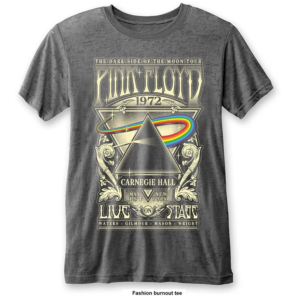 PINK FLOYD UNISEX FASHION TEE: CARNEGIE HALL (BURN OUT) 1 PINK FLOYD UNISEX FASHION TEE: CARNEGIE HALL (BURN OUT)