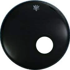 Remo Ambassador Ebony 22" Bass Drum Head W/ 5" Black Dynamo Port