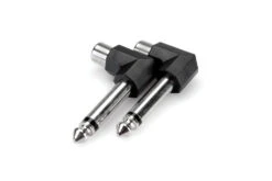 Right-angle Adaptors, RCA To 1/4 In TS, 2 Pc