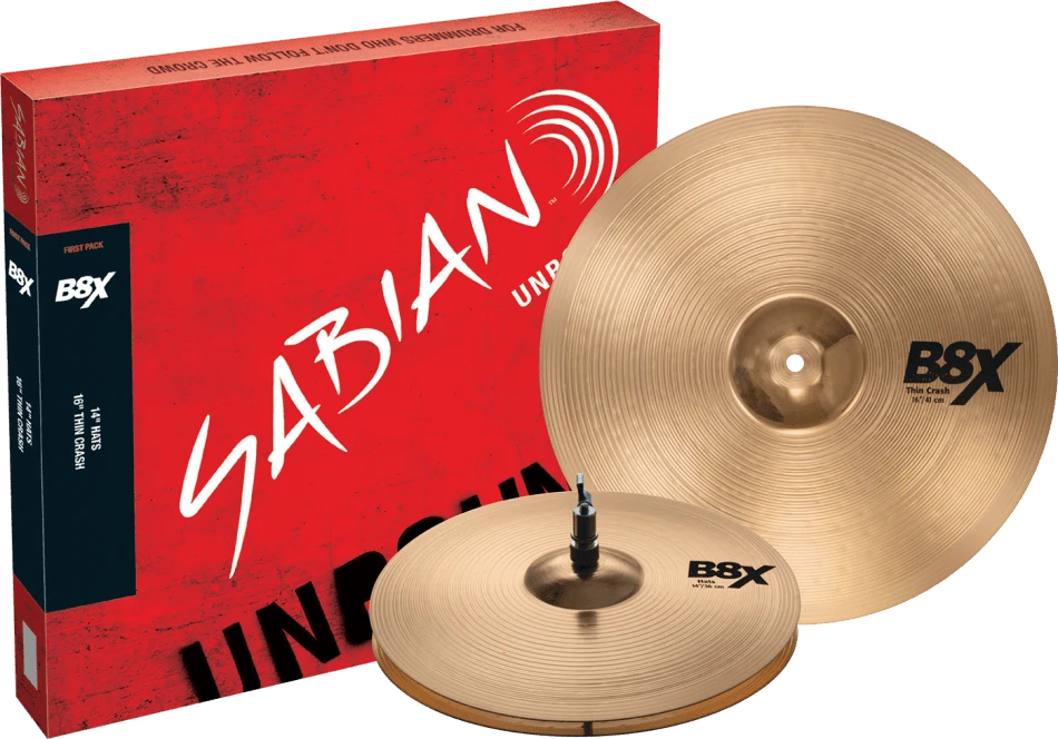 Sabian B8X First Pack 14" Hi Hats/16" Crash, 2-Pack 1 Sabian B8X First Pack 14" Hi Hats/16" Crash, 2-Pack