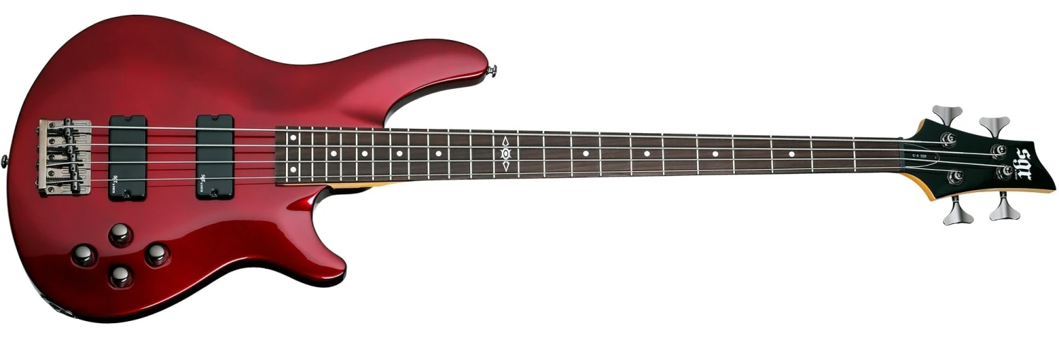 Schecter 4-String Bass With SGR Pickups, Metallic Red 1 Schecter 4-String Bass With SGR Pickups, Metallic Red