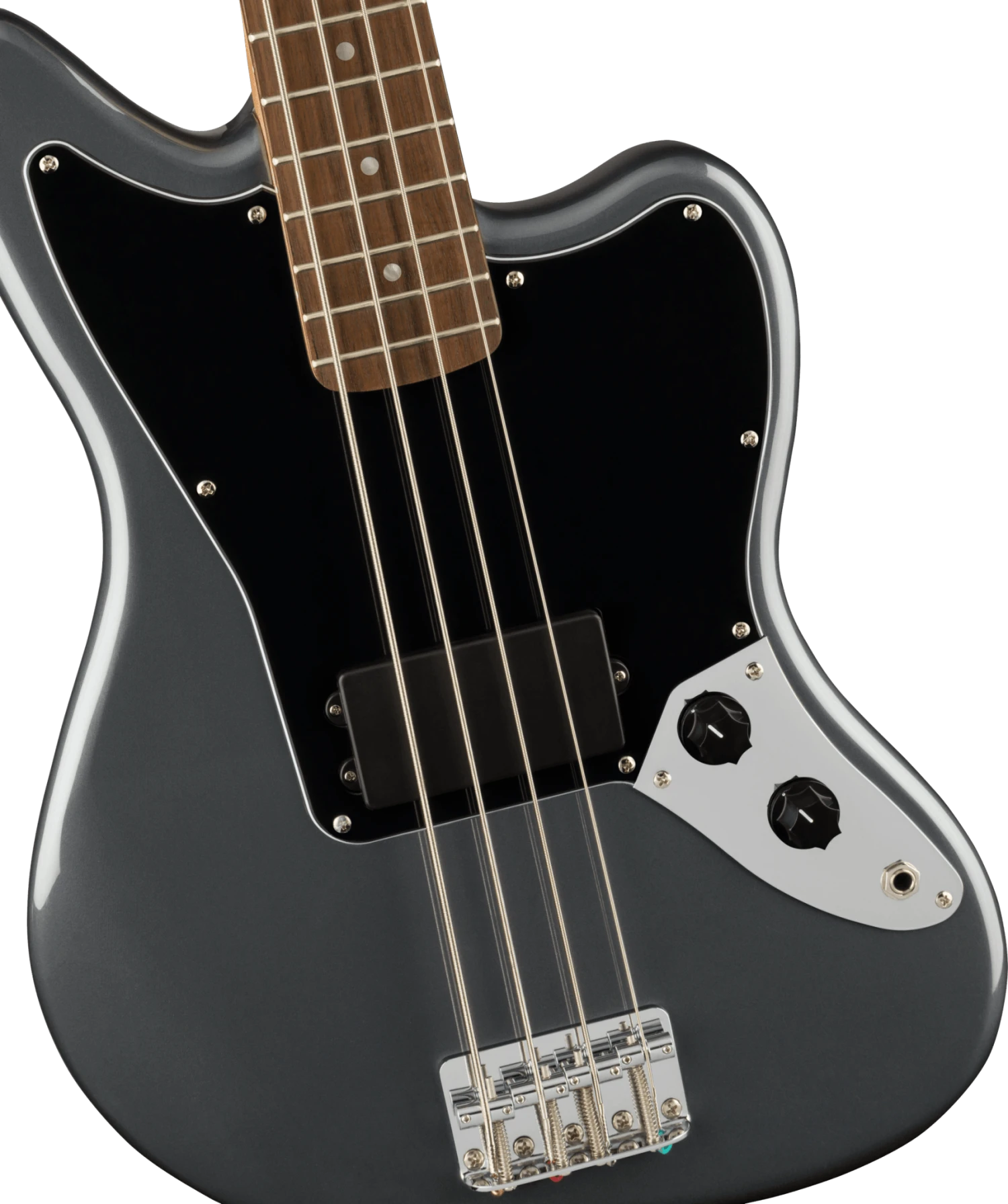 Squier Affinity Series™ Jaguar® Bass H, Laurel Fingerboard, Black Pickguard, Charcoal Frost Metallic 3 Squier Affinity Series™ Jaguar® Bass H, Laurel Fingerboard, Black Pickguard, Charcoal Frost Metallic - Image 3