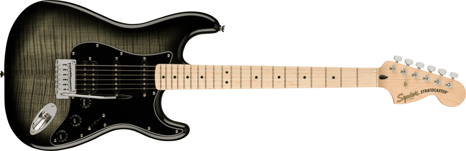 Squier Affinity Series™ Stratocaster® FMT HSS, Maple Fingerboard, Black Pickguard, Black Burst 1 Squier Affinity Series™ Stratocaster® FMT HSS, Maple Fingerboard, Black Pickguard, Black Burst