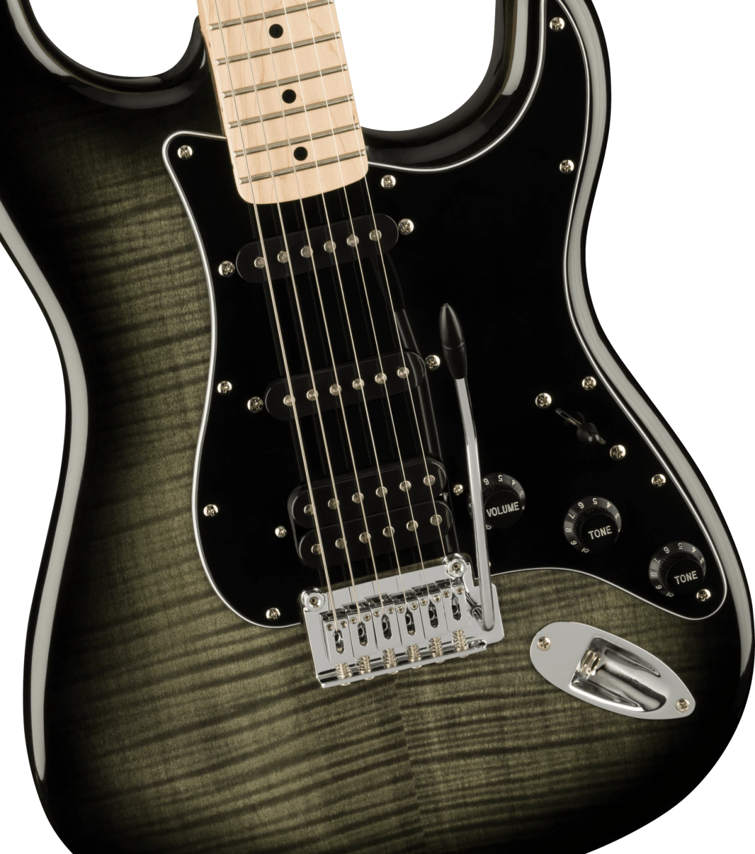 Squier Affinity Series™ Stratocaster® FMT HSS, Maple Fingerboard, Black Pickguard, Black Burst 3 Squier Affinity Series™ Stratocaster® FMT HSS, Maple Fingerboard, Black Pickguard, Black Burst - Image 3