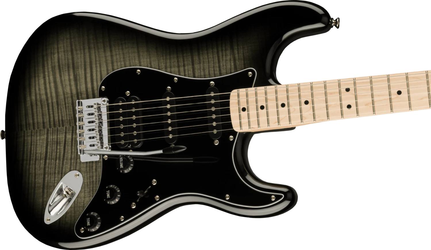 Squier Affinity Series™ Stratocaster® FMT HSS, Maple Fingerboard, Black Pickguard, Black Burst 2 Squier Affinity Series™ Stratocaster® FMT HSS, Maple Fingerboard, Black Pickguard, Black Burst - Image 2