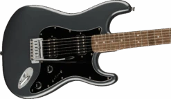 Squier Affinity Series™ Stratocaster® HH, Laurel Fingerboard, Black Pickguard, Charcoal Frost Metallic -Faders Music Store squier affinity series stratocaster hh laurel fingerboard black pickguard charcoal frost metallic fmic 632288