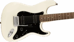 Squier Affinity Series™ Stratocaster® HH, Laurel Fingerboard, Black Pickguard, Olympic White -Faders Music Store squier affinity series stratocaster hh laurel fingerboard black pickguard olympic white fmic 245160