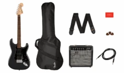 Squier Affinity Series Stratocaster HSS Pack, Laurel Fingerboard, Charcoal Frost Metallic, Gig Bag, 15G - 120V