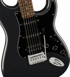 Squier Affinity Series Stratocaster HSS Pack, Laurel Fingerboard, Charcoal Frost Metallic, Gig Bag, 15G - 120V -Faders Music Store squier affinity series stratocaster hss pack laurel fingerboard charcoal frost metallic gig bag 15g 120v fmic 639372